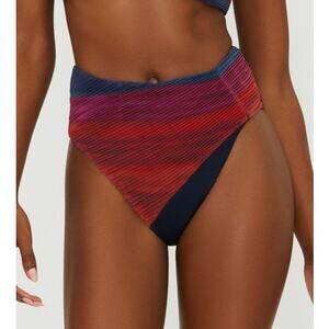 Beach Riot Frida Bikini Bottom High Waisted Pleated Swimwear Summer Resortwear S